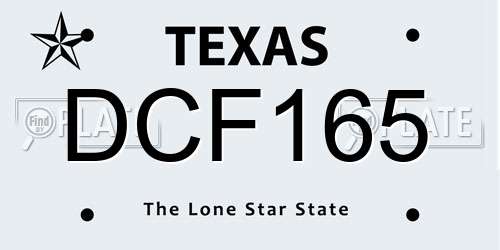 DCF165 Texas License Plate