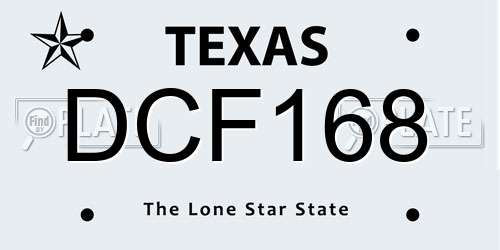 DCF168 Texas License Plate