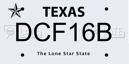 DCF16B Texas License Plate