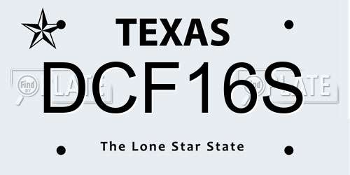 DCF16S Texas License Plate