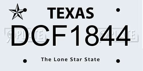 DCF1844 Texas License Plate