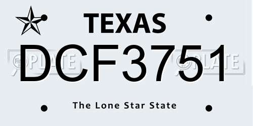 DCF3751 Texas License Plate