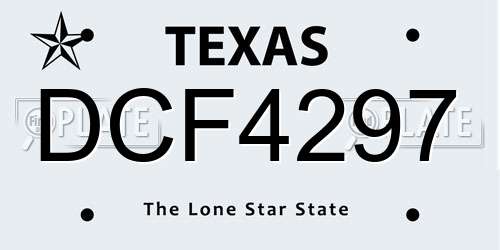 DCF4297 Texas License Plate