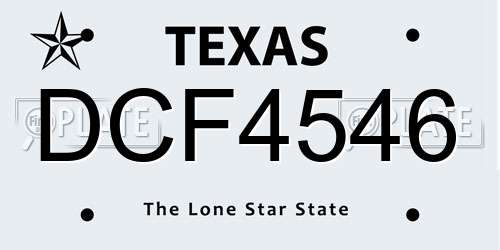 DCF4546 Texas License Plate
