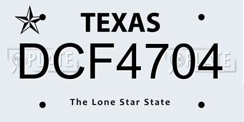 DCF4704 Texas License Plate