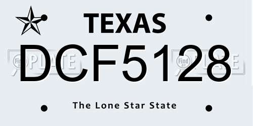 DCF5128 Texas License Plate