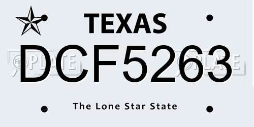DCF5263 Texas License Plate