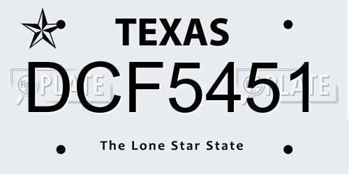 DCF5451 Texas License Plate