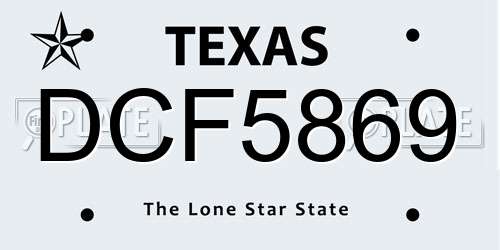 DCF5869 Texas License Plate