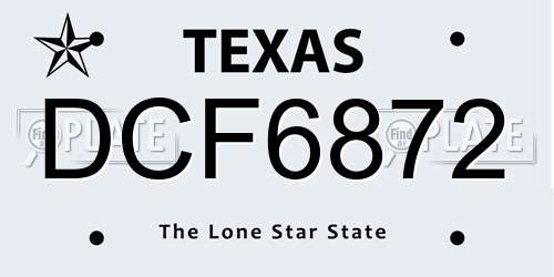 DCF6872 Texas License Plate