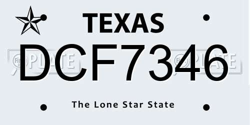 DCF7346 Texas License Plate