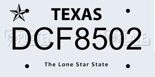 DCF8502 Texas License Plate