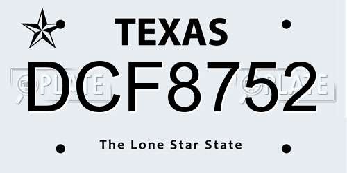 DCF8752 Texas License Plate
