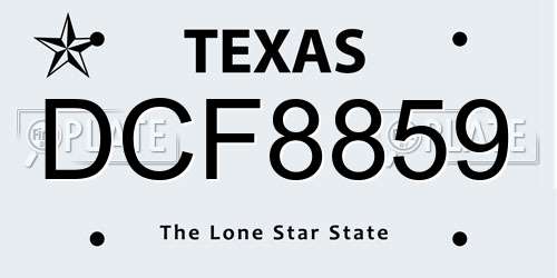 DCF8859 Texas License Plate