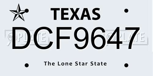 DCF9647 Texas License Plate