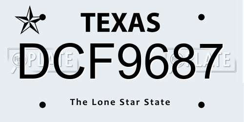 DCF9687 Texas License Plate