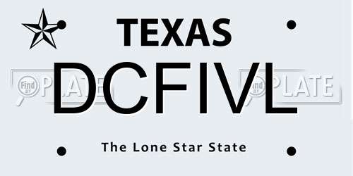 DCFIVL Texas License Plate