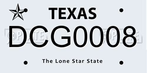 DCG0008 Texas License Plate