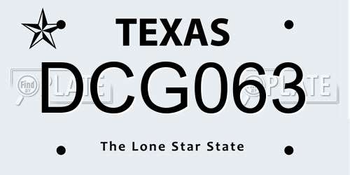 DCG063 Texas License Plate