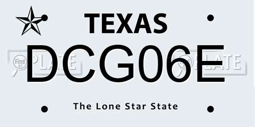 DCG06E Texas License Plate