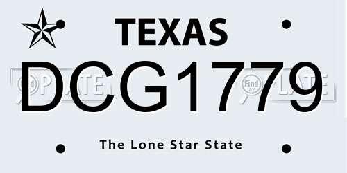 DCG1779 Texas License Plate