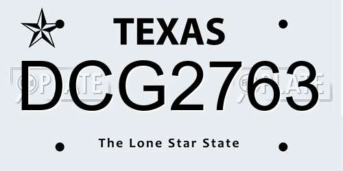 DCG2763 Texas License Plate