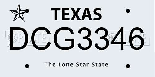 DCG3346 Texas License Plate