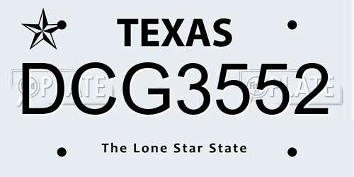 DCG3552 Texas License Plate