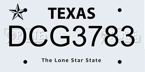 DCG3783 Texas License Plate