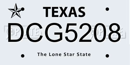 DCG5208 Texas License Plate