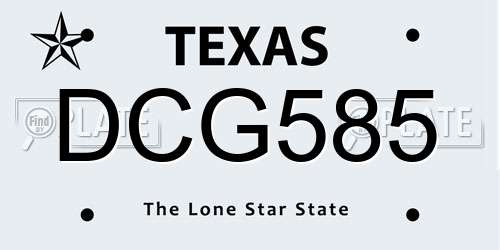 DCG585 Texas License Plate