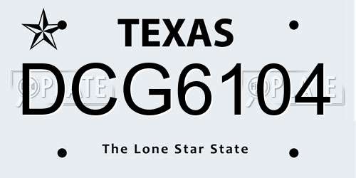DCG6104 Texas License Plate