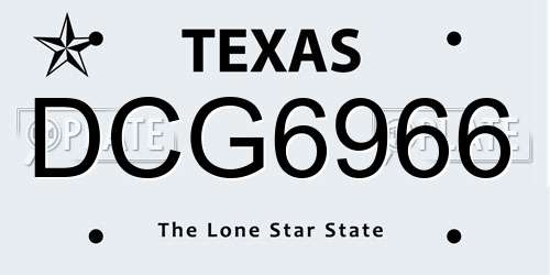 DCG6966 Texas License Plate