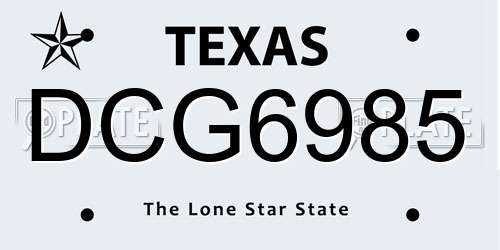 DCG6985 Texas License Plate