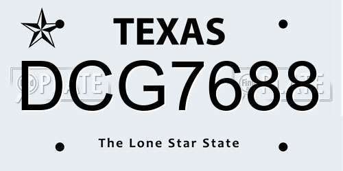 DCG7688 Texas License Plate