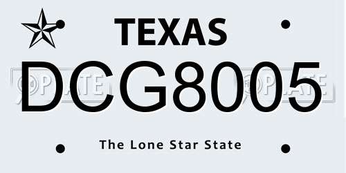 DCG8005 Texas License Plate