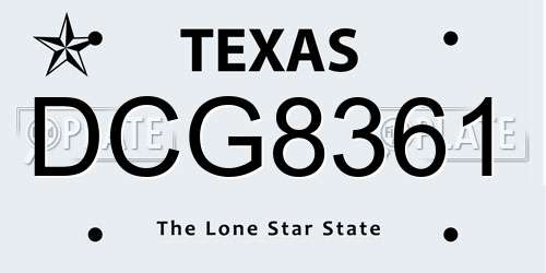 DCG8361 Texas License Plate