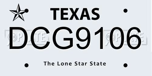 DCG9106 Texas License Plate