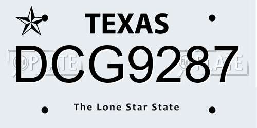 DCG9287 Texas License Plate