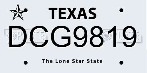 DCG9819 Texas License Plate