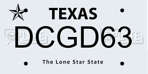DCGD63 Texas License Plate