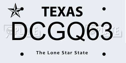 DCGQ63 Texas License Plate
