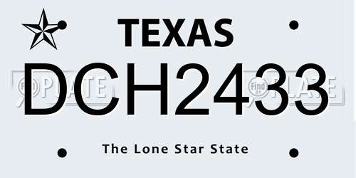 DCH2433 Texas License Plate