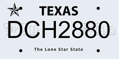 DCH2880 Texas License Plate