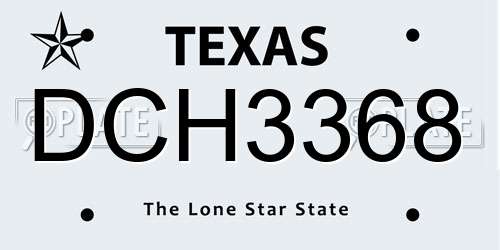 DCH3368 Texas License Plate