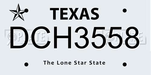 DCH3558 Texas License Plate