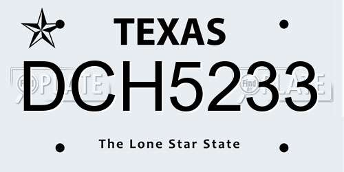 DCH5233 Texas License Plate