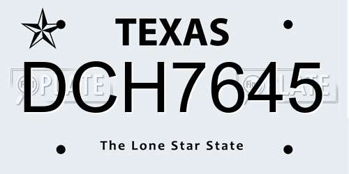 DCH7645 Texas License Plate