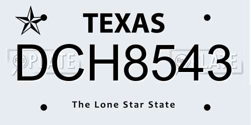 DCH8543 Texas License Plate
