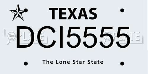DCI5555 Texas License Plate